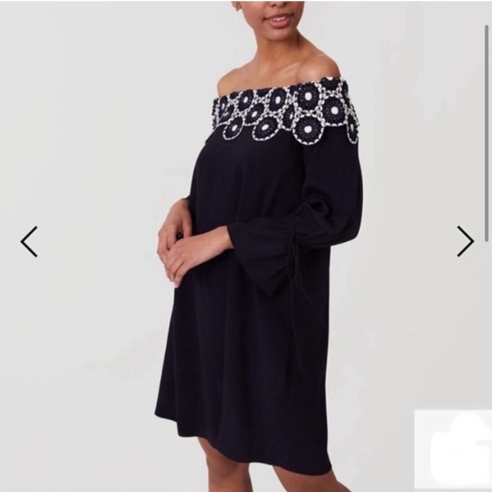 Loft Off Shoulder Shift Dress Navy Size Small